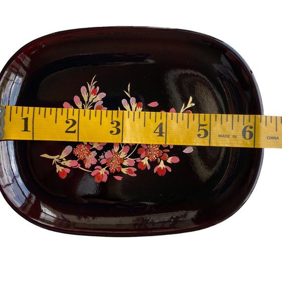 2 Small Lacquered Trinket Trays Jewelry Change Dishes - Picture 2 of 7